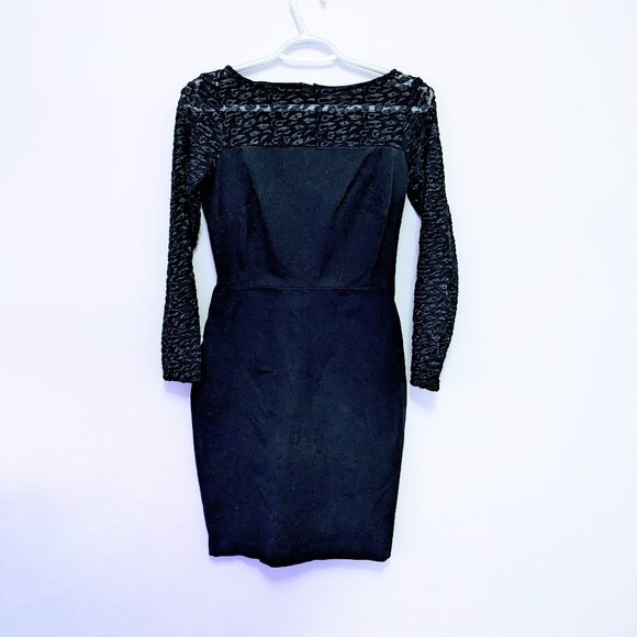 Roland Mouret for Banana Republic Black Dress Sheer Lace Sleeves Flattering Fit - Picture 2 of 3